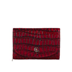 Portfel damski skórzany croco Canaletto PD1202cs96 RFID. Czerwone portfele damskie bez wzorów, ze skóry. Za 160.55 zł.