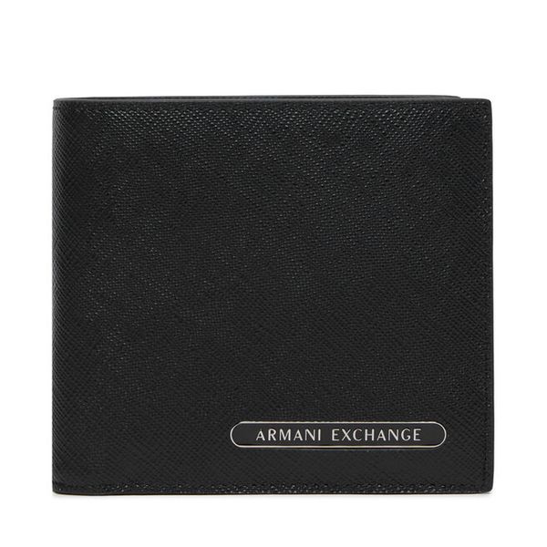 Portfel Armani Exchange. Czarne portfele męskie Armani Exchange, bez wzorów. Za 349.99 zł.