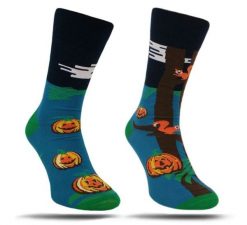 Asymetryczne Skarpetki More - Męskie, Jesienne, Halloween, Dynia, Wiewiórka. Skarpetki męskie More, bez wzorów, z bawełny. Za 24.90 zł.