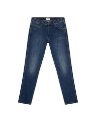 WRANGLER MĘSKIE SPODNIE JEANSOWE LARSTON AZURE FADE 112358058 W18S017435. Niebieskie spodnie materiałowe męskie Wrangler, bez wzorów, z jeansu. W wyprzedaży za 159.99 zł.