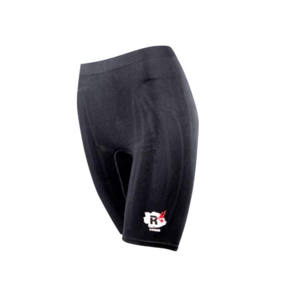 Szorty techniczne męskie z wewnętrznymi taśmami kinetycznymi fitness, czarnym. Czarne szorty męskie R-EVENGE, bez wzorów, z elastanu, sportowe. Za 148.89 zł.