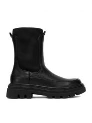 DeeZee Sztyblety TYA80-J221 Czarny. Czarne botki damskie DeeZee, z materiału, bez obcasa, na płaskiej podeszwie, bez zapięcia. Za 219.99 zł.