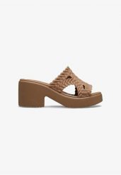 Klapki Dla Dorosłych Crocs Brooklyn Woven Slide. Brązowe klapki damskie Crocs, bez wzorów, z materiału, bez obcasa. Za 263.99 zł.