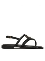 Nine West Sandały 123AL1754 Czarny. Czarne sandały damskie Nine West, bez wzorów, z materiału, bez obcasa, na płaskiej podeszwie. Za 179.99 zł.