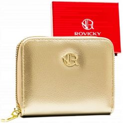 Portfel złoty Rovicky R-PRK-02-HRH. Żółte portfele damskie bez wzorów, ze skóry ekologicznej. Za 49.99 zł.