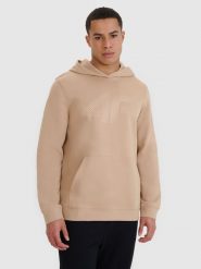4F Bluza dresowa nierozpinana z kapturem męska - beżowa XXL. Brązowe bluzy sportowe męskie 4f, bez wzorów, z bawełny, sportowe, bez kołnierzyka, bez ramiączek. W wyprzedaży za 119.99 zł.
