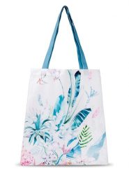 Descanso Shopper bag "Verdi" w kolorze biało-niebieskim - 40 x 45 cm rozmiar: 40x45 cm. Białe shopper bag damskie Descanso, bez wzorów, z materiału, na ramię, bez dodatków. Za 48.28 zł.