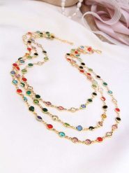 L'Atelier de Gaia Pozłacany naszyjnik z kryształami - dł. 50 cm rozmiar: onesize. Żółte naszyjniki damskie L'Atelier de Gaia, pozłacane. Za 69.99 zł.