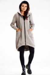 Długa bluza damska z kapturem i kieszeniami szary. Szare bluzy z kapturem damskie Infinite You, l, z bawełny. Za 299.00 zł.