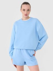 4F Bluza dresowa nierozpinana bez kaptura damska - niebieska XS. Niebieskie bluzy bez kaptura damskie 4f, xs, z bawełny. Za 129.99 zł.