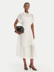 BOSS Sukienka koszulowa Davinata 50559733 Biały Regular Fit. Białe sukienki damskie Boss, bez wzorów, z wiskozy, bez kołnierzyka, bez ramiączek, koszulowe. Za 1,849.00 zł.