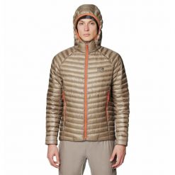 Kurtka z kapturem Mountain Hardwear Ghost Whisperer™. Brązowe kurtki męskie MOUNTAIN HARDWEAR, bez wzorów, z puchu, sportowe, z kapturem. Za 1,649.00 zł.