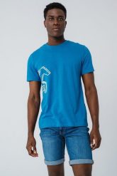 Męski T-Shirt Mustang Style Austin Sea of Belize 1016493 5444. Niebieskie t-shirty męskie Mustang, m, bez wzorów, bez kołnierzyka. Za 79.99 zł.