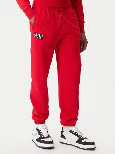 Kappa Spodnie dresowe Olmos 311M2TW Czerwony Regular Fit. Czerwone spodnie dresowe męskie Kappa, bez wzorów, z bawełny. Za 189.99 zł.
