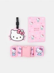Zestaw podróżny Hello Kitty: etui na paszport, pasek do walizki i zawieszka na bagaż - różowy. Czerwone paski męskie Sinsay, bez wzorów. Za 19.99 zł.