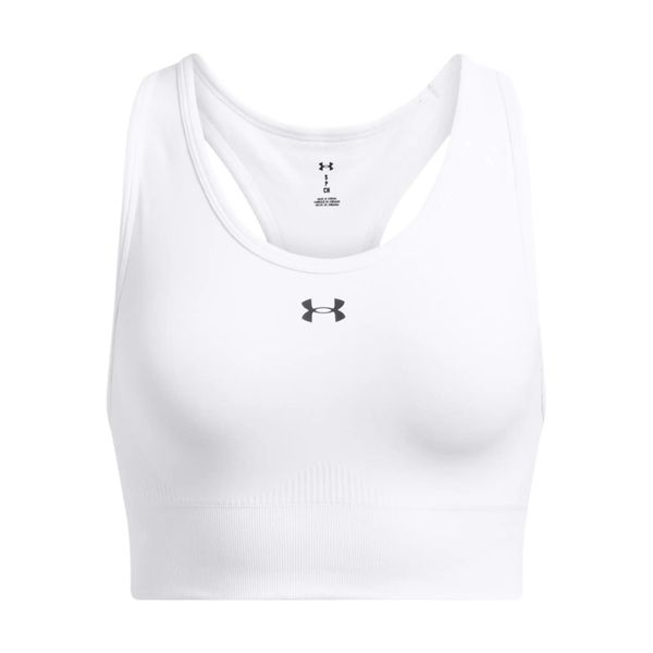 Umiarkowany biustonosz damski Under Armour Vanish. Białe biustonosze sportowe damskie Under Armour, bez wzorów, z materiału. Za 230.31 zł.