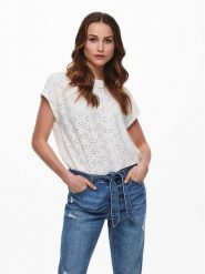 ONLY Bluzka Smilla 15231005 Biały Regular Fit. Białe bluzki damskie Only, xs, bez wzorów, z syntetyku, bez ramiączek. Za 69.99 zł.