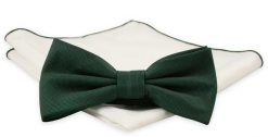 Zielona Elegancka Mucha z Białą Poszetką -CHATTIER- Męska, Butelkowa Zieleń, Drobny Wzór. Zielone krawaty i muchy męskie Chattier, bez wzorów, eleganckie. Za 59.00 zł.