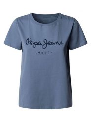 Pepe Jeans Koszulka "Val" w kolorze niebieskim rozmiar: L. Niebieskie bluzki damskie Pepe Jeans, l, bez wzorów, z bawełny, bez kołnierzyka, bez ramiączek. Za 105.38 zł.