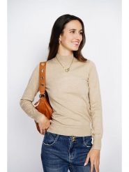 ASSUILI Sweter w kolorze beżowym rozmiar: 34. Brązowe golfy damskie Assuili, z kaszmiru, bez kołnierzyka. Za 113.99 zł.