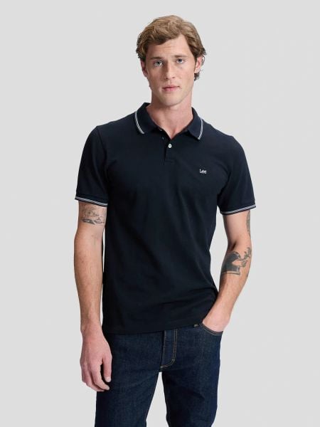 MESKA KOSZULKA LEE PIQUE POLO BLACK 112363659. Czarne koszulki polo męskie Lee, m, bez wzorów, bez ramiączek. Za 99.99 zł.