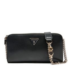 Torebka Guess. Czarne torebki klasyczne damskie Guess, z aplikacjami, wizytowe, bez kołnierzyka, bez ramiączek. Za 259.99 zł.