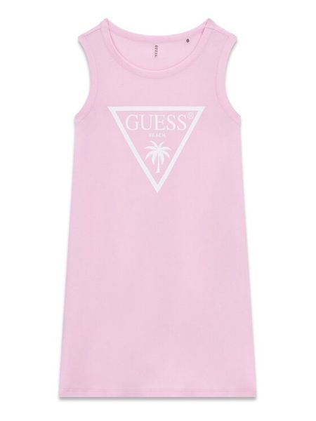 Guess Sukienka codzienna J6GK25 JA914 Różowy Regular Fit. Czerwone sukienki dziewczęce Guess, z aplikacjami, z bawełny, bez ramiączek. Za 139.99 zł.