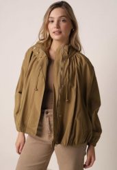 Zielona Przejściowa Kurtka Bombka Oversize z Bawełny i Wiskozy Effinue. Zielone kurtki damskie Born2be, l, bez wzorów, z bawełny, bez kaptura. Za 179.99 zł.