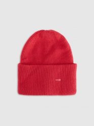 4F Czapka beanie uniseks - czerwona Uniwersalny. Czerwone czapki męskie 4f, na zimę, bez wzorów, z materiału, klasyczne. Za 69.99 zł.