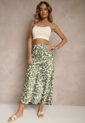 Zielono-Beżowa Panterkowa Spódnica z Wiskozy High Waist Fevirellea. Zielone spódniczki damskie Renee, m, bez wzorów, z wiskozy, eleganckie, z podwyższonym stanem, maxi, dopasowane. Za 44.99 zł.
