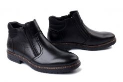 RIEKER 33151-00 black, botki męskie. Czarne buty zimowe męskie Rieker, z wełny, bez zapięcia. Za 439.90 zł.