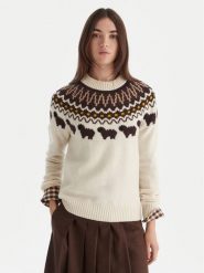 Hunter Sweter Ashie HARW0074251 Beżowy Regular Fit. Brązowe swetry klasyczne damskie Hunter, l, z wełny, bez kołnierzyka. Za 529.99 zł.