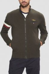 AERONAUTICA MILITARE Szarozielona bluza męska With Tricolor Insert. Zielone bluzy bez kaptura męskie AERONAUTICA MILITARE, l. W wyprzedaży za 499.99 zł.