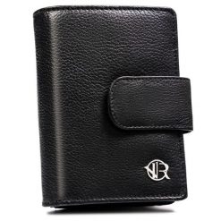 Skórzany portfel Rovicky R-D1503-NCD-BL czarny. Czarne portfele damskie ROVICKY, bez wzorów, ze skóry. Za 74.99 zł.