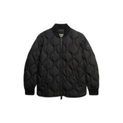 Damska kurtka puchowa Superdry. Czarne kurtki damskie Superdry., bez wzorów, z puchu, bez kaptura. Za 423.50 zł.