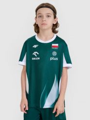 4F Koszulka meczowa replika dziecięca 4F x Polska Siatkówka - zielona 110/116. Zielone koszulki dziewczęce 4f, bez wzorów, z dzianiny, bez ramiączek. Za 179.99 zł.