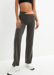 Bawełniane spodnie sportowe Bootcut (2 pary). Czarne spodnie dresowe damskie bonprix, l, z bawełny, na fitness i siłownię. Za 117.99 zł.