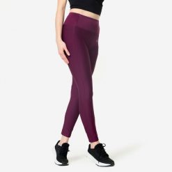 Legginsy fitness damskie Domyos. Fioletowe legginsy damskie DOMYOS, l, bez wzorów, z elastanu. Za 79.99 zł.