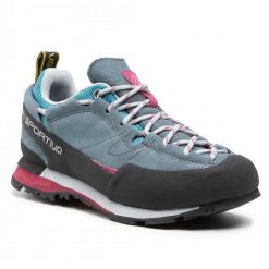 Buty zamszowe La Sportiva Boulder X Woman w kolorze łupkowym/czerwonej śliwki. Niebieskie obuwie trekkingowe damskie La Sportiva. Za 799.99 zł.
