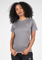 Mokena Koszulka - Szary. Szare bluzki sportowe damskie GORILLA WEAR, m, z poliesteru, bez kołnierzyka, bez ramiączek. Za 204.00 zł.