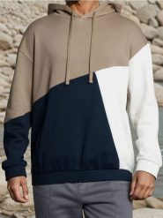 Bluza hoodie color-block - brązowy. Brązowe bluzy bez kaptura męskie Sinsay, l. Za 59.99 zł.