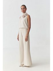 TATUUM Spodnie w kolorze kremowym rozmiar: 44. Brązowe spodnie materiałowe damskie Tatuum, bez wzorów, z materiału, z podwyższonym stanem. Za 166.10 zł.