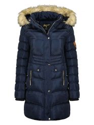 Geographical Norway Płaszcz zimowy "Badonna" w kolorze granatowym rozmiar: XXL. Niebieskie płaszcze damskie Geographical Norway, na zimę, xxl, bez wzorów, z puchu. Za 351.58 zł.
