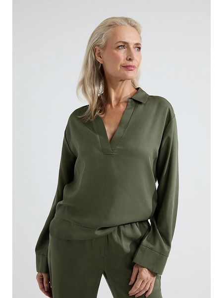 Josephine & Co Bluzka "Amelia" w kolorze khaki rozmiar: 40. Brązowe bluzki damskie Josephine & Co, bez wzorów, z lyocellu, bez kołnierzyka, bez ramiączek. Za 152.98 zł.