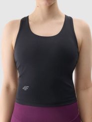 4F Top sportowy w kolorze czarnym rozmiar: S. Czarne topy damskie 4f, s, bez wzorów, z materiału, bez kołnierzyka. Za 97.05 zł.