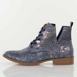 Niebieskie jeans ażurowe botki damskie Jezzi Mam65-112. Niebieskie botki damskie Jezzi, na jesień, z jeansu, boho, bez obcasa, na obcasie, bez zapięcia. Za 249.00 zł.