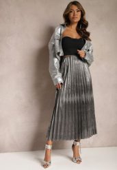 Srebrna Połyskująca Spódnica Plisowana Maxi Vilira. Szare spódniczki damskie Renee, m, bez wzorów, z tkaniny, eleganckie, maxi, plisowane. Za 129.99 zł.