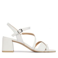 Sandały Caprice. Białe sandały damskie Caprice, bez wzorów, bez obcasa, na słupku. Za 339.99 zł.