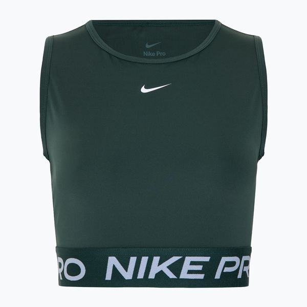 Tank top treningowy damski Nike Pro Dri-Fit. Zielone topy damskie Nike, bez wzorów, bez kołnierzyka. Za 159.99 zł.