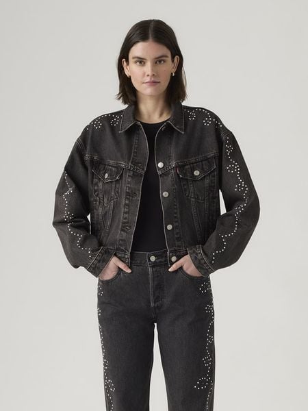 Levi's Kurtka dżinsowa w kolorze antracytowym rozmiar: M. Czarne kurtki damskie Levi's, m, bez wzorów, z bawełny, bez kaptura. Za 262.29 zł.
